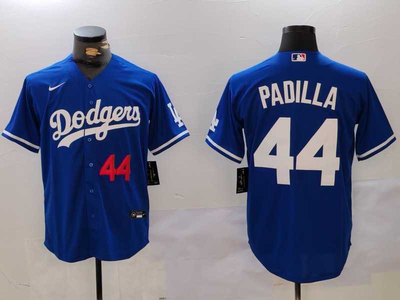 Mens Los Angeles Dodgers #44 Vicente Padilla Number Blue Cool Base Stitched Jersey